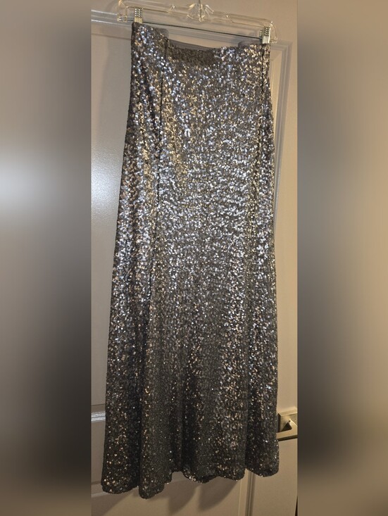 Lane Bryant Dresses & Skirts - Lane Bryant Silver Sequined Long A-Line Skirt